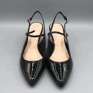 New Nine West black patent leather kitten heels
